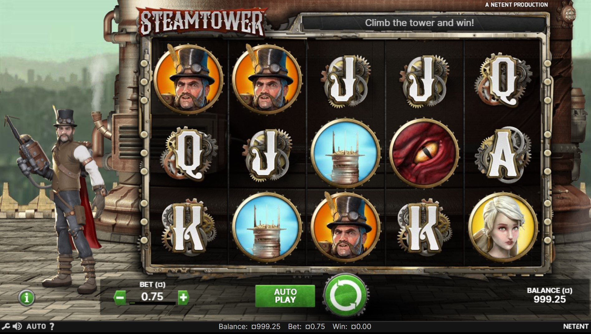 Steam Tower by NetEnt Base Game on the Reels