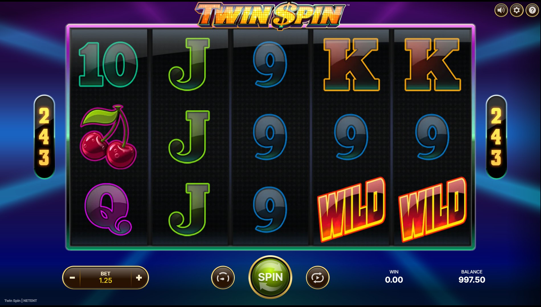Twin Spin by NetEnt Base Game on the Reels