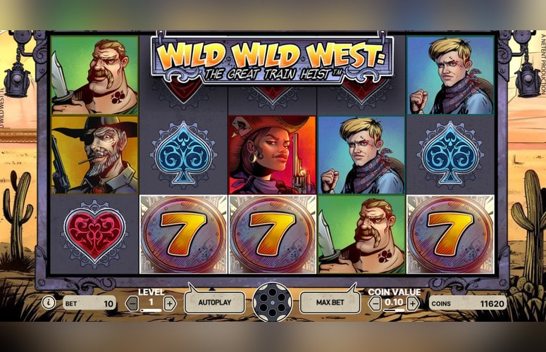 Wild Wild West: The Great Train Heist by NetEnt Base Game on 10 Paylines
