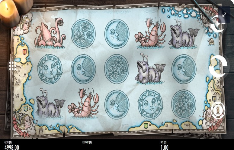 In-Game View of 1429 Uncharted Seas by Thunderkick, a 98.60% RTP Slot