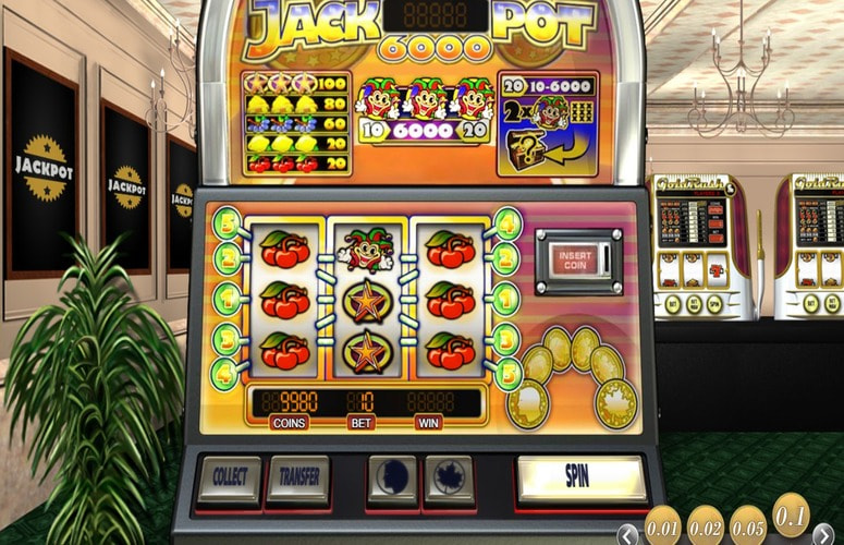 In-Game View of Jackpot 6000 by NetEnt, a 98.90% RTP Slot