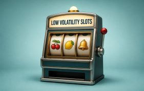 Classic Slot Machine with Low Volatility Slots Written on the Top Panel
