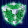 Green cube with silver corners