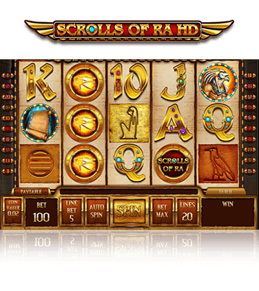 In-game action from Scrolls of Ra HD slot